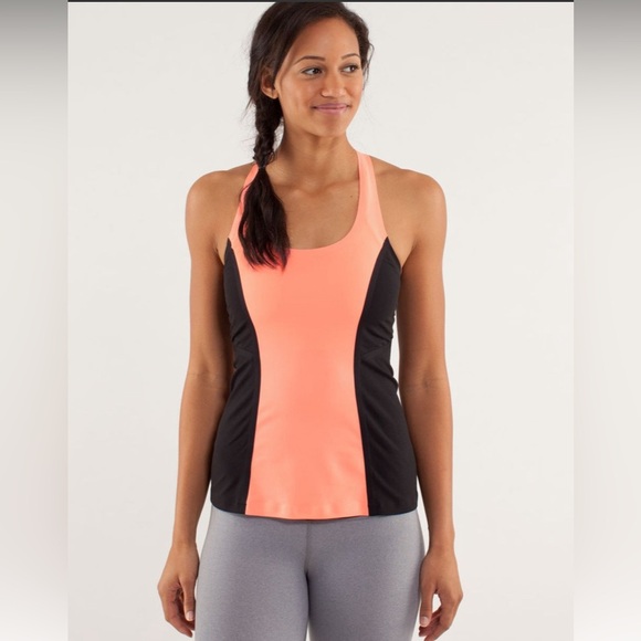 Lululemon Surf Cool Racerback Bonded Pop Orange and Black Tank Top 6 - Picture 1 of 9